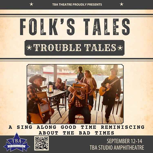 promotional graphic for Folk’s Tales “Trouble Tales” event sep25